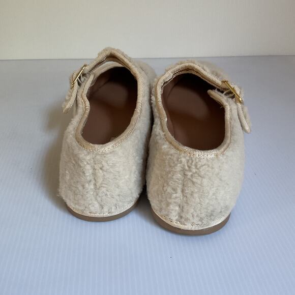 Universal Thread Sherpa Mary Jane Flats Cream Fleece Texture Size 9 - Picture 6 of 8